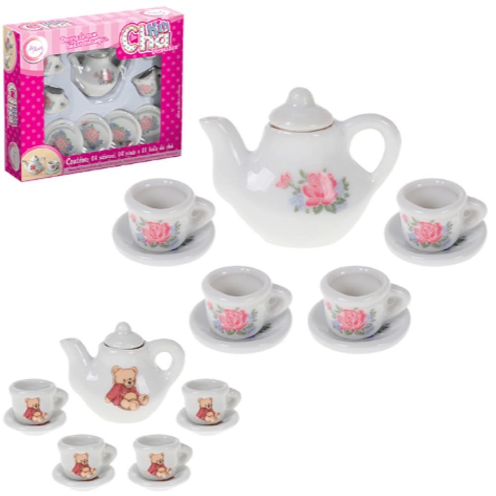 Mini jogo de cha infantil porcelana brinquedo lembrancinha art