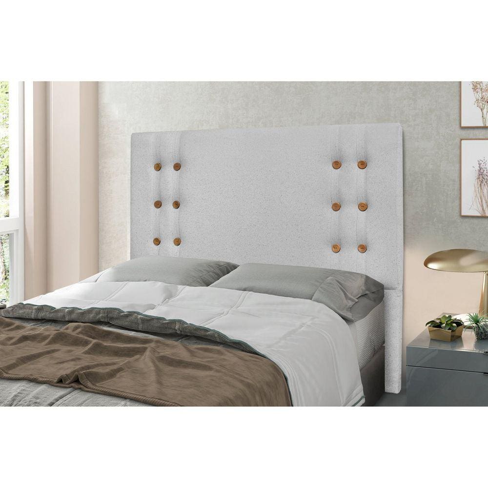 Cabeceira Solteiro 90cm Linho Rústico Gênova Grigio