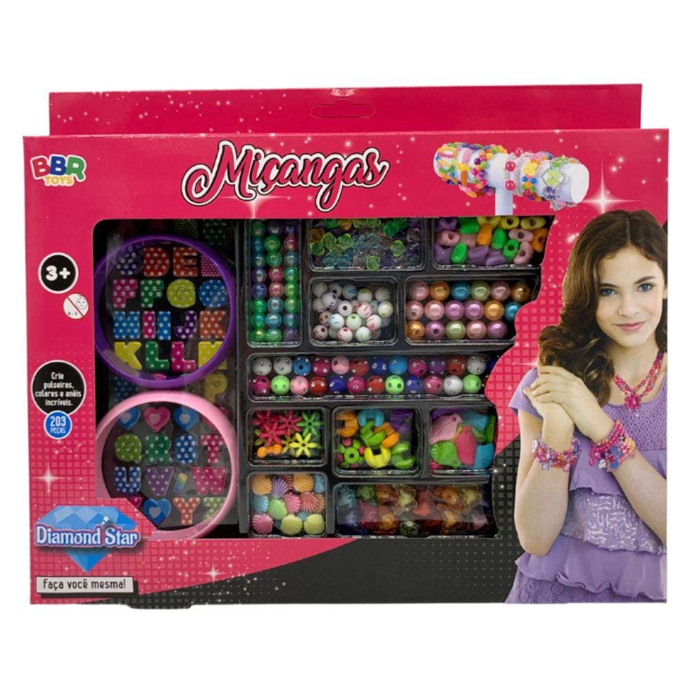 Conjunto Miçangas com Braceletes Meninas Infantil 203 peças