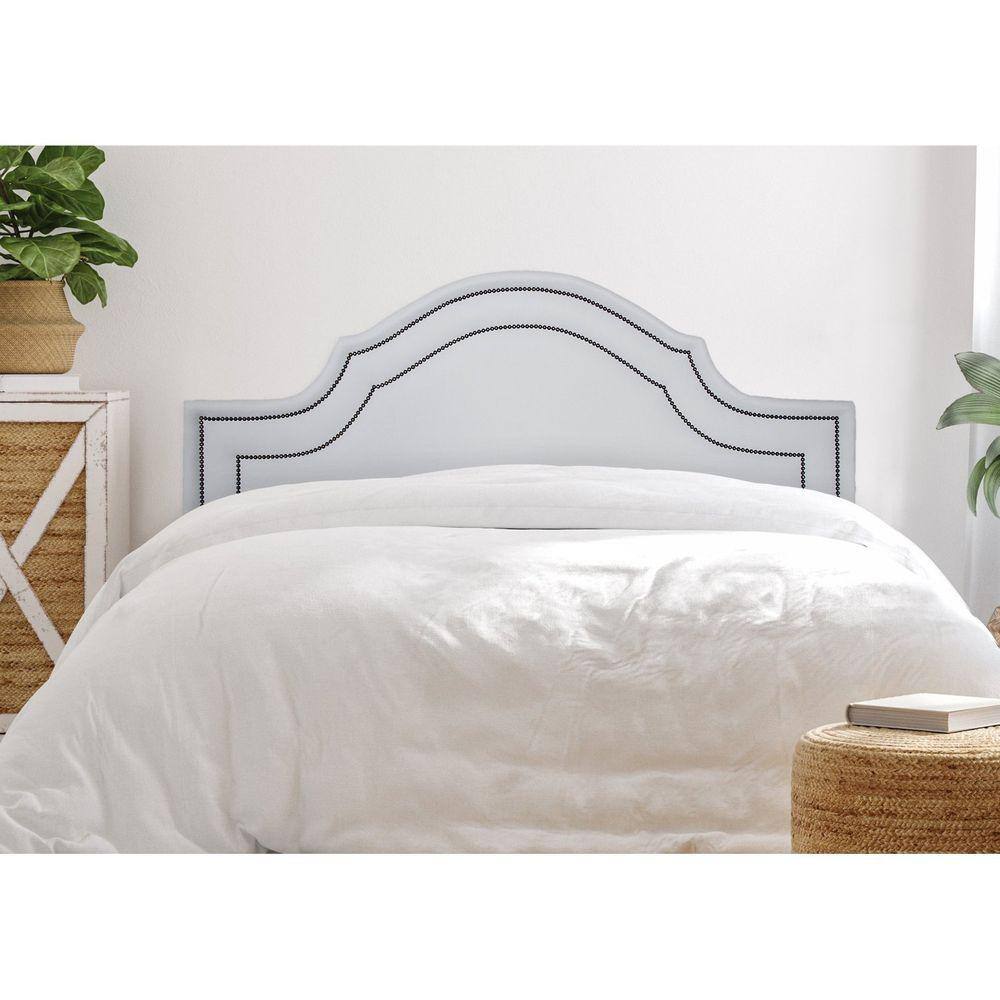 Cabeceira King Estofada para Cama Box com Tachas 193x60cm Provençal Luxo Dupla Branco/Fumê