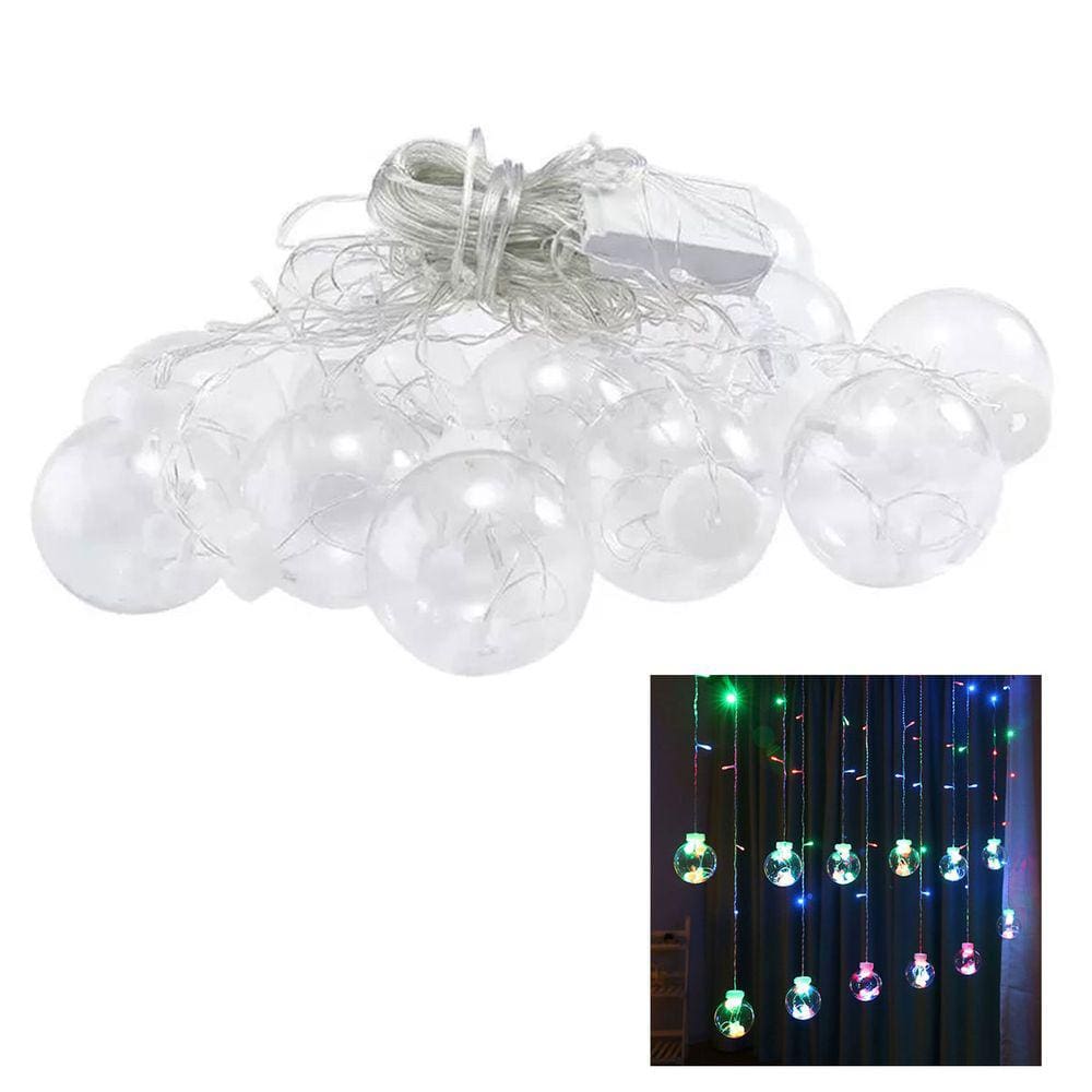 Pisca Pisca 12 Bolas Natal Natalino Super Led 3 Metros Controle 8 Modos Iluminaçao Arvore de Natal Festa Fim de Ano