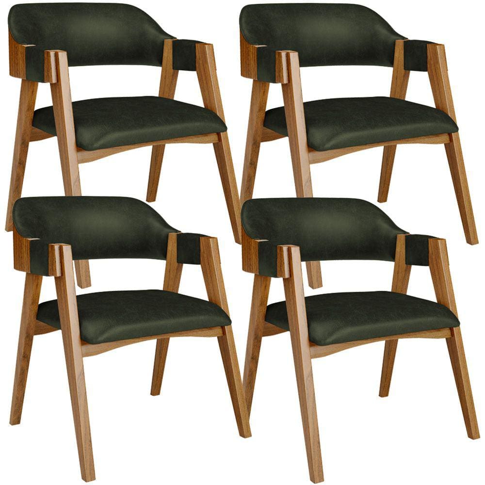 Kit 04 Cadeiras Para Sala de Jantar e Estar Living Estofada Suran L02 Couríssimo Verde Musgo - Lyam