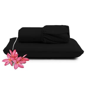 Jogo Cama Lençol Unique Solteiro 400 Fios Ponto Palito 2 Peças - Preto
