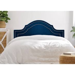 Cabeceira King Estofada para Cama Box com Tachas 193x60cm Provençal Luxo Dupla Azul/Prata