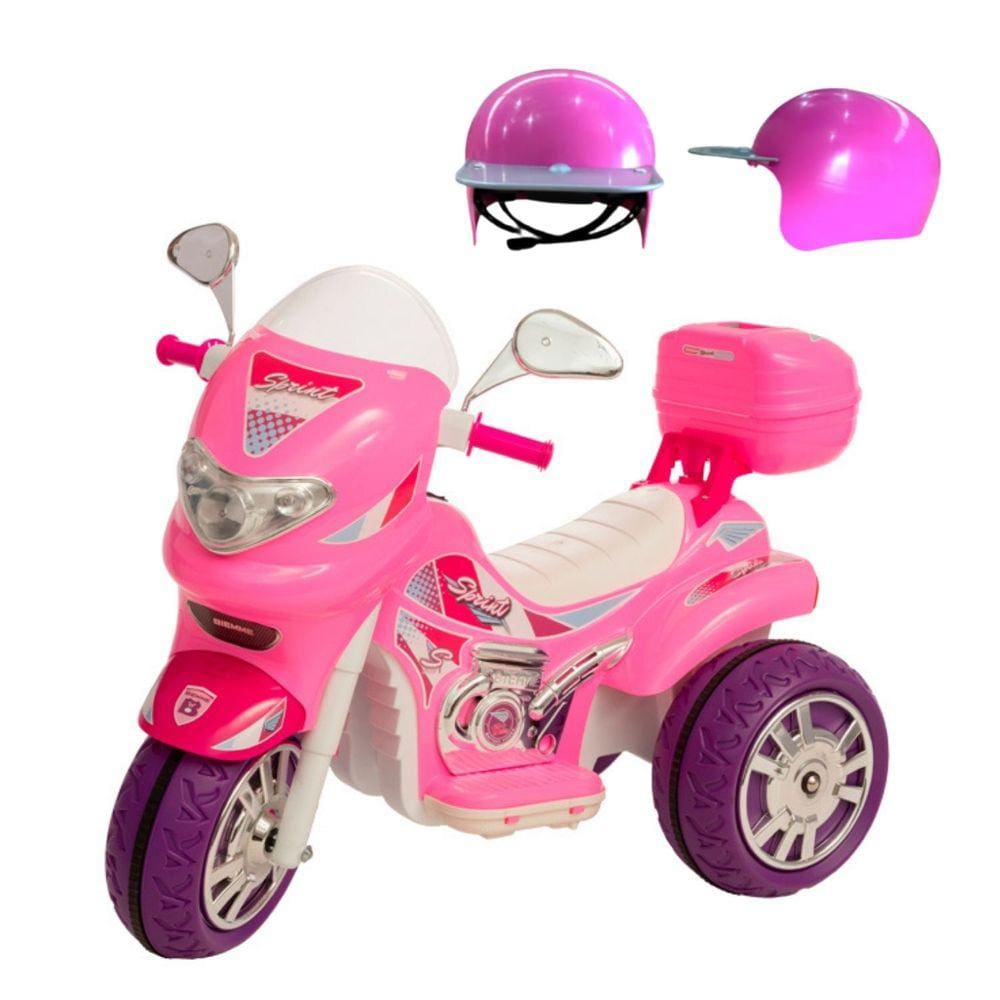 Moto Elétrica Infantil 12V Sprint Turbo Com Capacete Luz E Som - Biemme Brinquedos