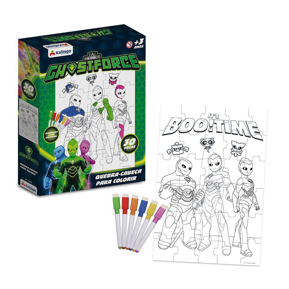 Quebra-Cabeça Ghostforce para Colorir Tinta Neon Xalingo
