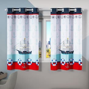 Cortina Infantil 2,00M X 1,30M Quarto Janela Criança Navio