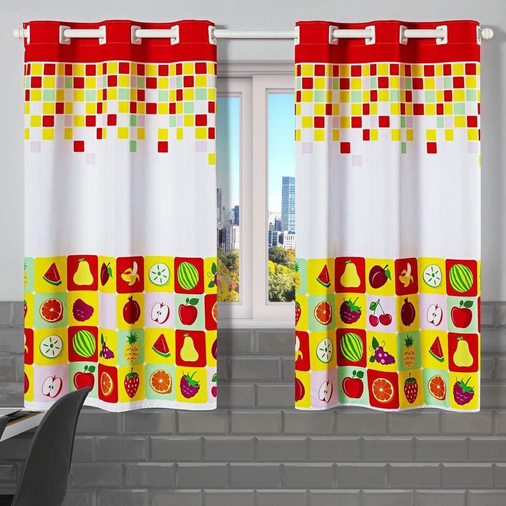 Cortina De Cozinha 2,20M X 1,30M Oxford Janela Frutas