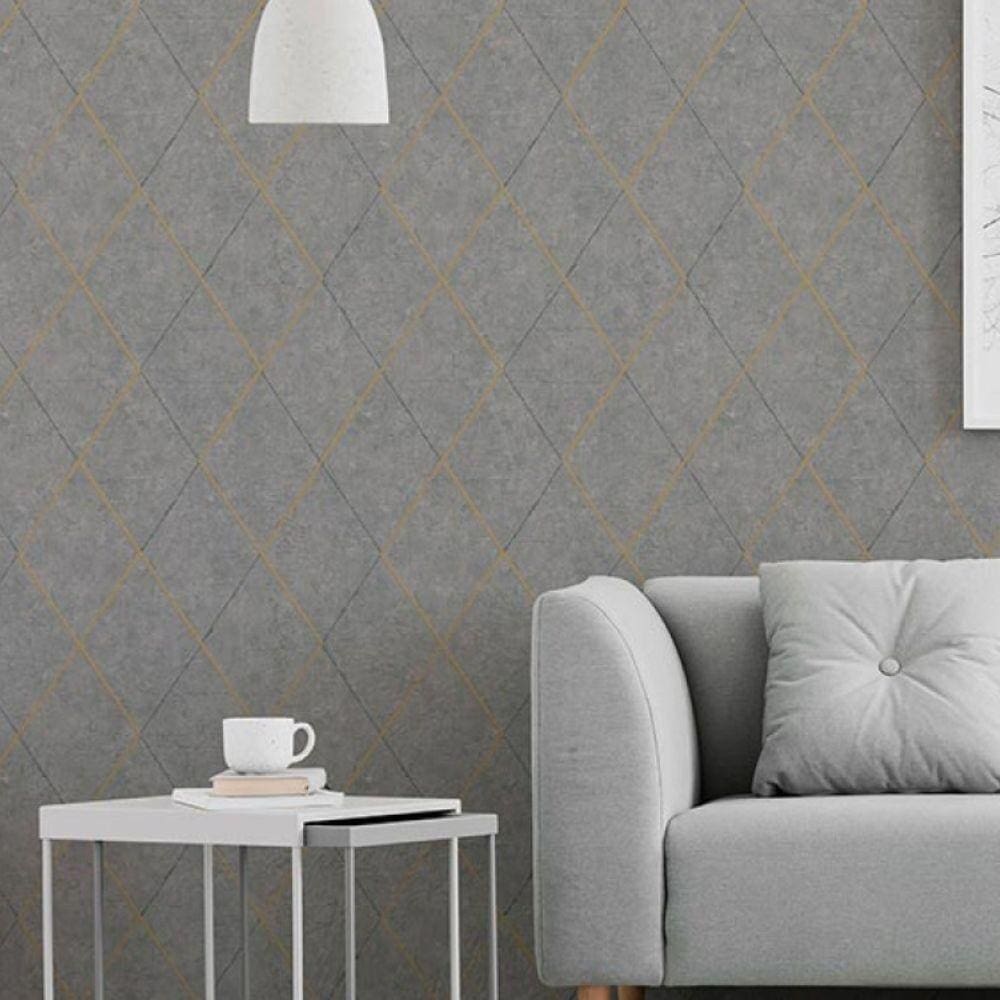 Papel De Parede Geométrico Cinza Santorini - 10m X 0.53m