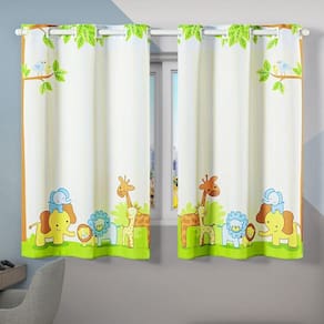 Cortina Infantil 2,00M X 1,30M Quarto Janela Criança Selva