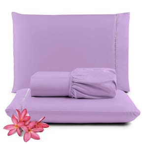 Jogo Cama Lençol Unique King 400 Fios Ponto Palito 3 Peças - Lilás