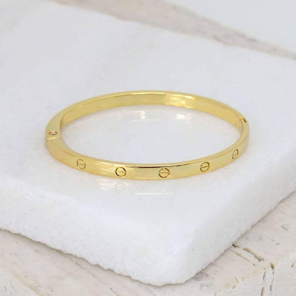 Bracelete Estilo Carti Articulado com Encaixe Banhado a Ouro