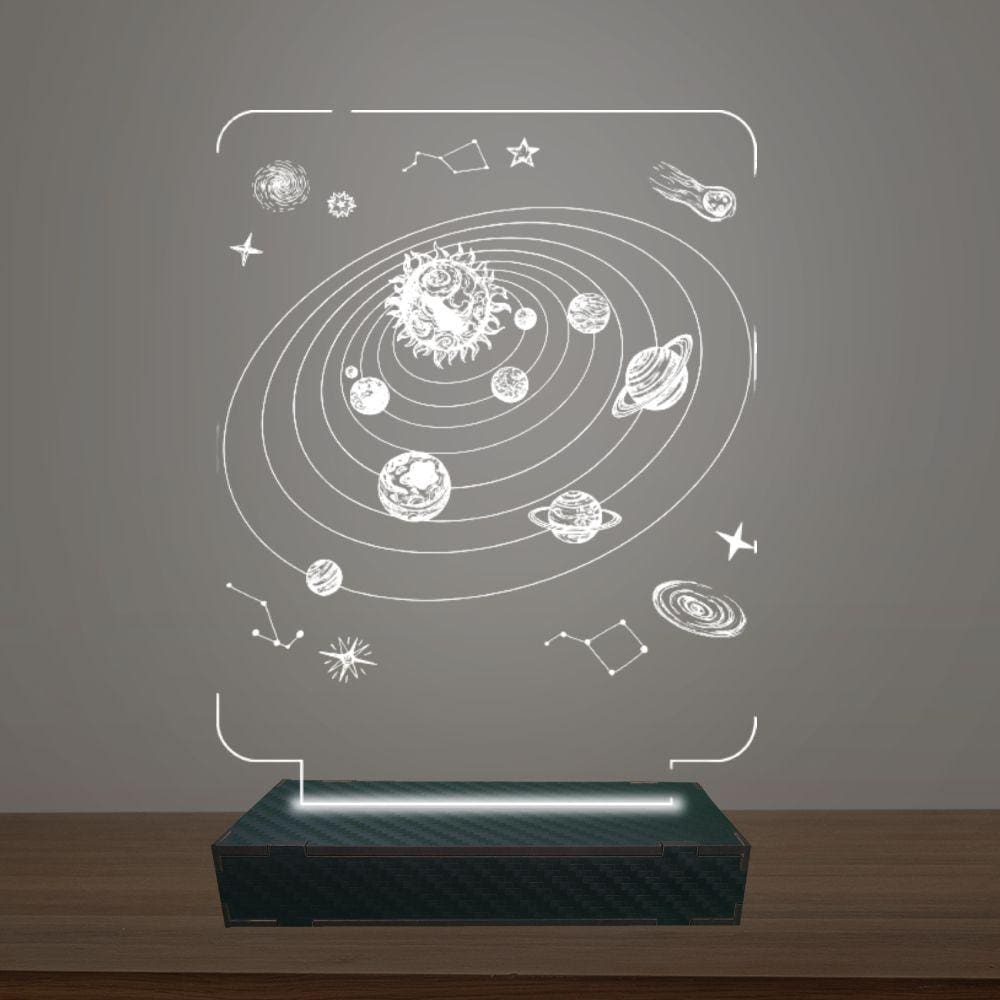Luminária Led 3d Sistema Solar Abajur Luxo