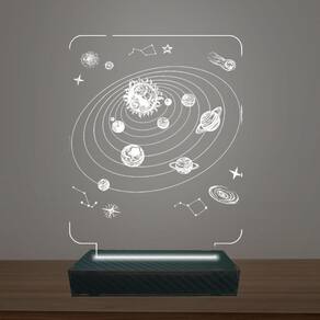 Luminária Led 3d Sistema Solar Abajur Luxo