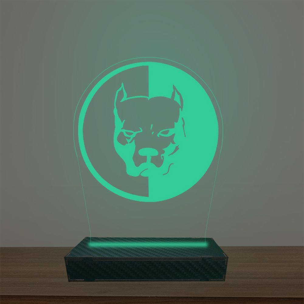 Luminária Led 3d Pitbull Abajur Luxo