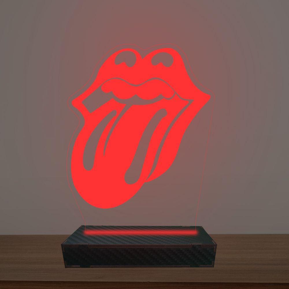 Luminária Led 3d Rollingstones Abajur Luxo