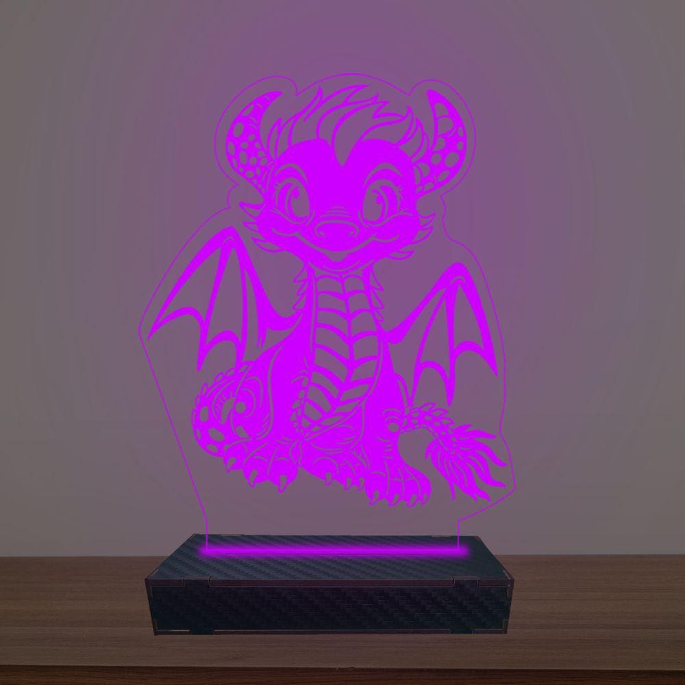Luminária Led 3d Dragão Bebê Abajur Luxo
