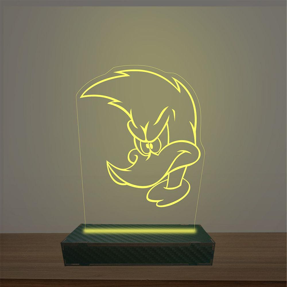 Luminária Led 3d Pica-Pau Abajur Luxo