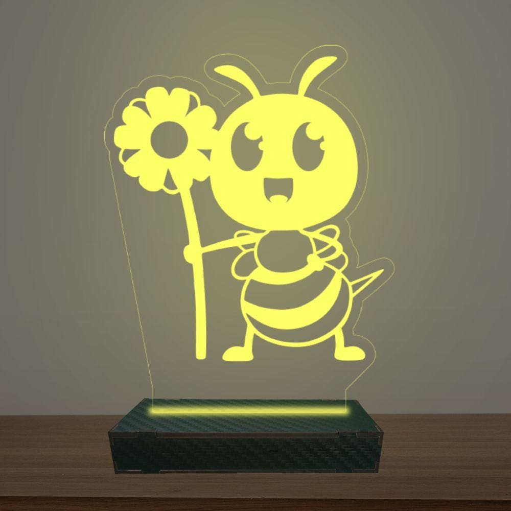 Luminária Led 3d Abelha Flor Abajur Luxo