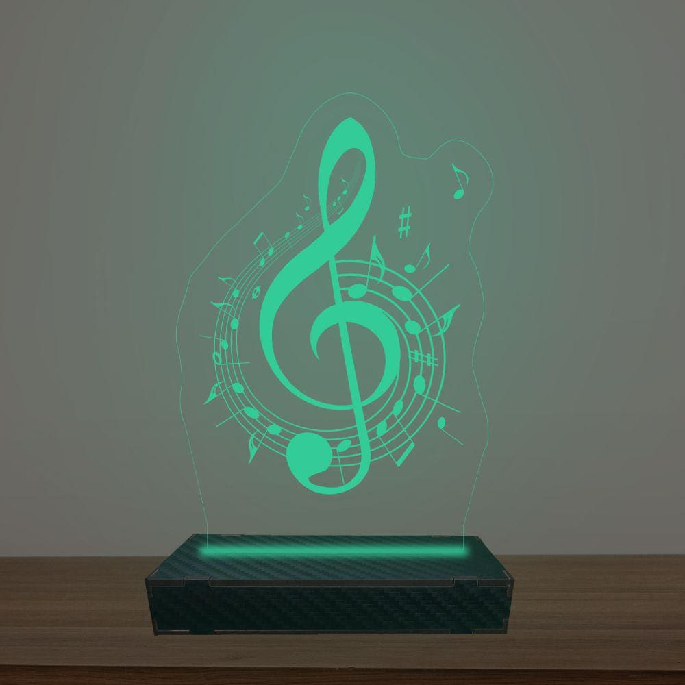 Luminária Led 3d Clave de Sol Abajur Luxo