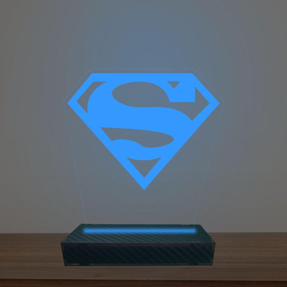 Luminária Led 3d Superman Abajur Luxo