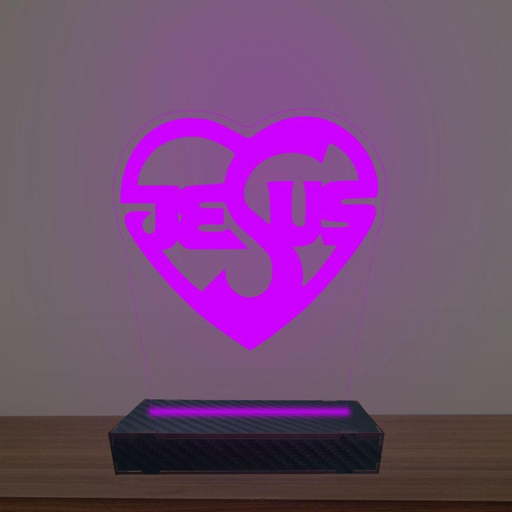 Luminária Led 3d Jesus Coração Abajur Luxo