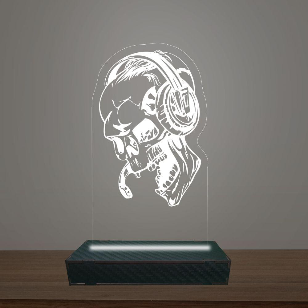 Luminária Led 3d Caveira Abajur Luxo