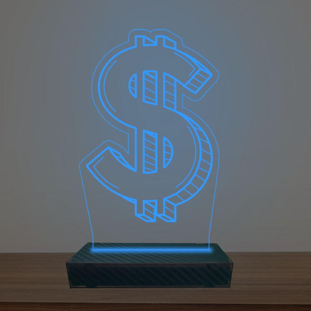 Luminária Led 3d Cifrão Abajur Luxo