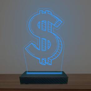 Luminária Led 3d Cifrão Abajur Luxo