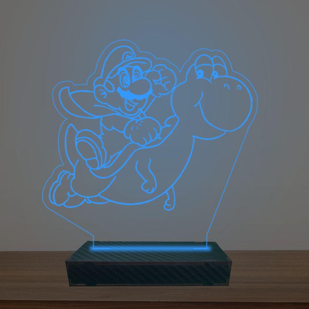 Luminária Led 3d Mario Bros e Yoshi Abajur Luxo