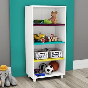 Estante Infantil Arco-Íris 3 Prateleiras DJD Móveis Branca/Colorida