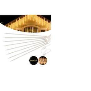 Cascata 8 Tubo Led Bastão Chuva Gelo Natal Pisca Luz Amarela