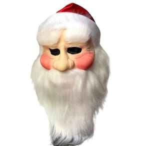 Fantasia Máscara Papai Noel Realista c/ Barba Cabelo pelúcia