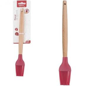 Pincel Culinário Silicone Cabo Madeira 27Cm Vermelho Wellmix