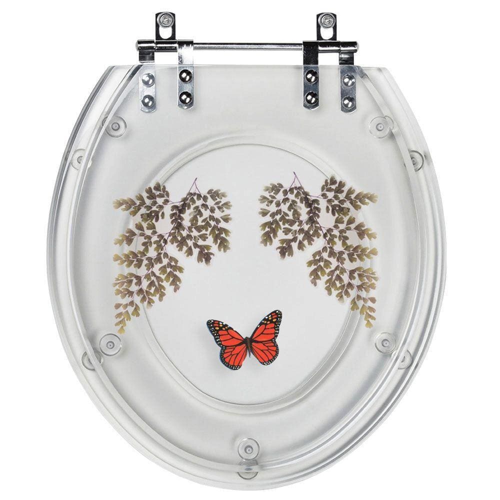 Tampa de Vaso Acrílico Transparente com Borboleta Vermelha