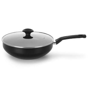 Frigideira Wok Induct+ Preta 28 Cm 4,3 L Em Alumínio Com Revestimento Interno Antiaderente Multiflon