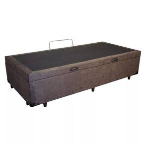 Base Box Baú Solteiro Suede Marrom - 39x88x18