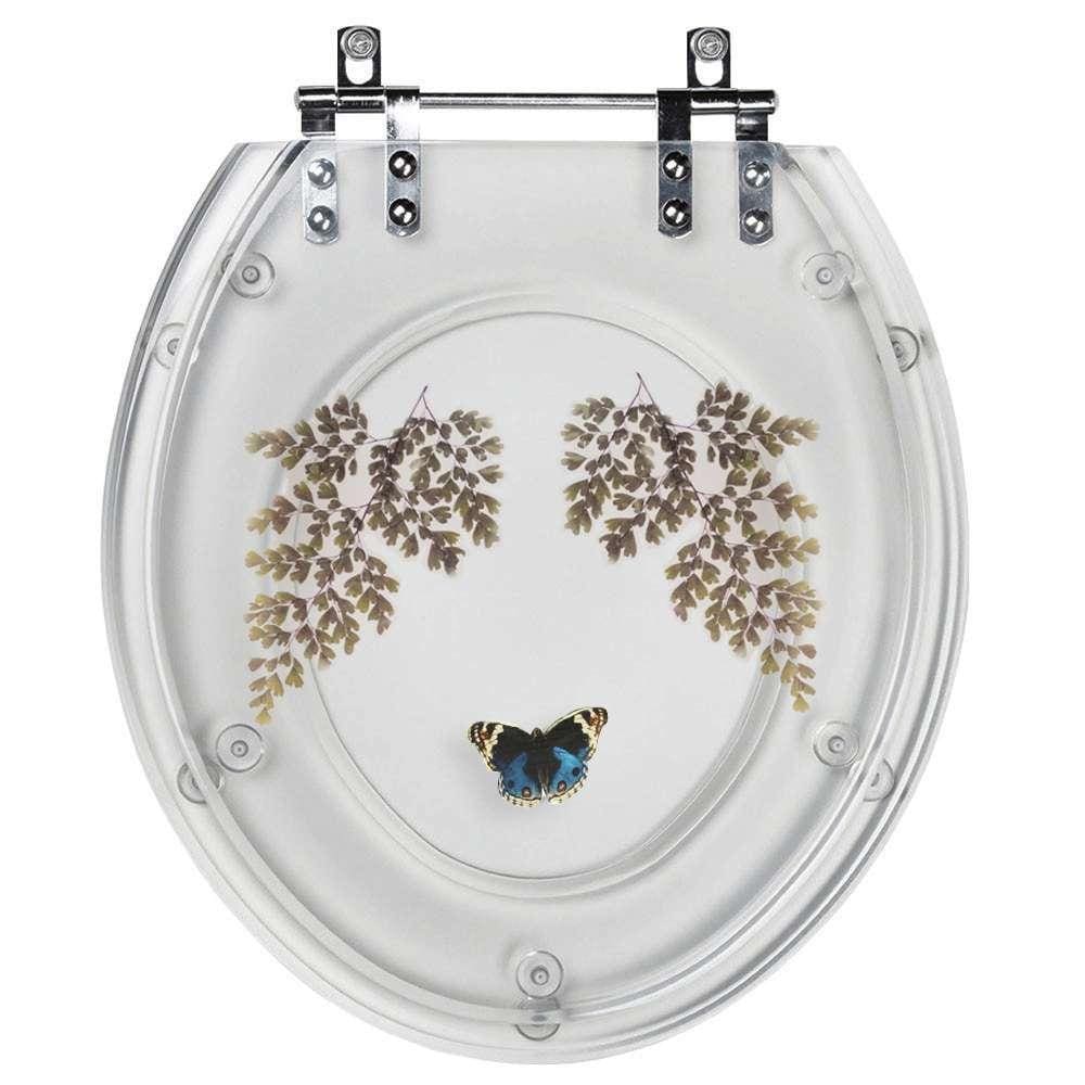 Tampa de Vaso Decorado Transparente com Borboleta Azul