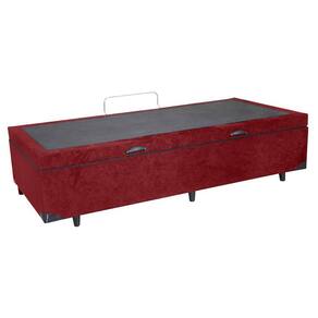 Base Box Baú Solteiro Suede Vinho - 39x78x188
