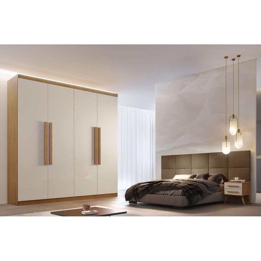 Guarda Roupa Solteiro 100% MDF 3 Gavetas - Império-Imbuia/Off White - Móveis Rufato
