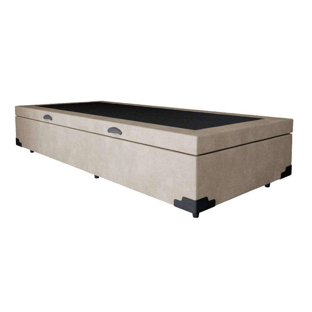 Base Box Baú Solteiro Suede Bege - 39x88x188