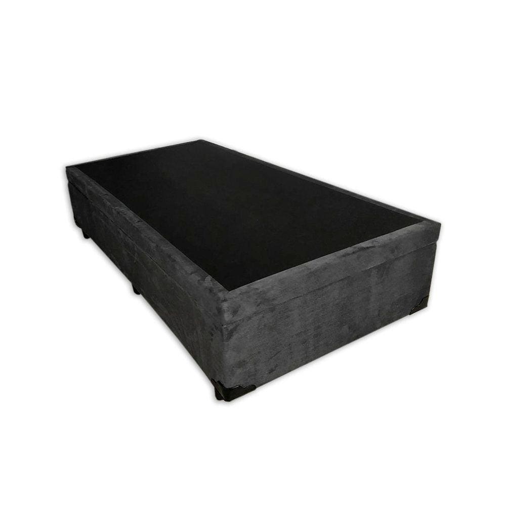 Base Box Baú Solteiro Suede Cinza - 39x78x188