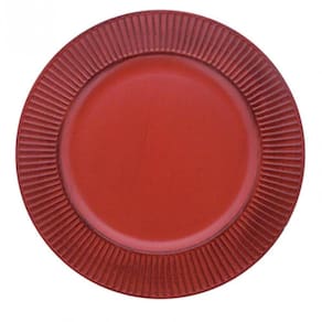 Kit Com 8 Sousplat Listras Vermelho 33 Cm - Mimo Style