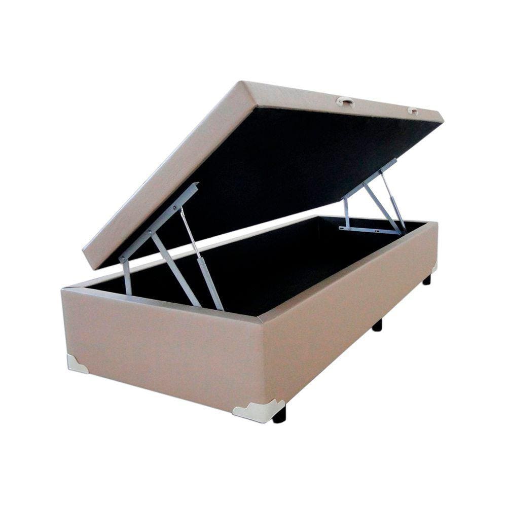 Base Box Baú Solteiro Sintético Bege - 39x78x188