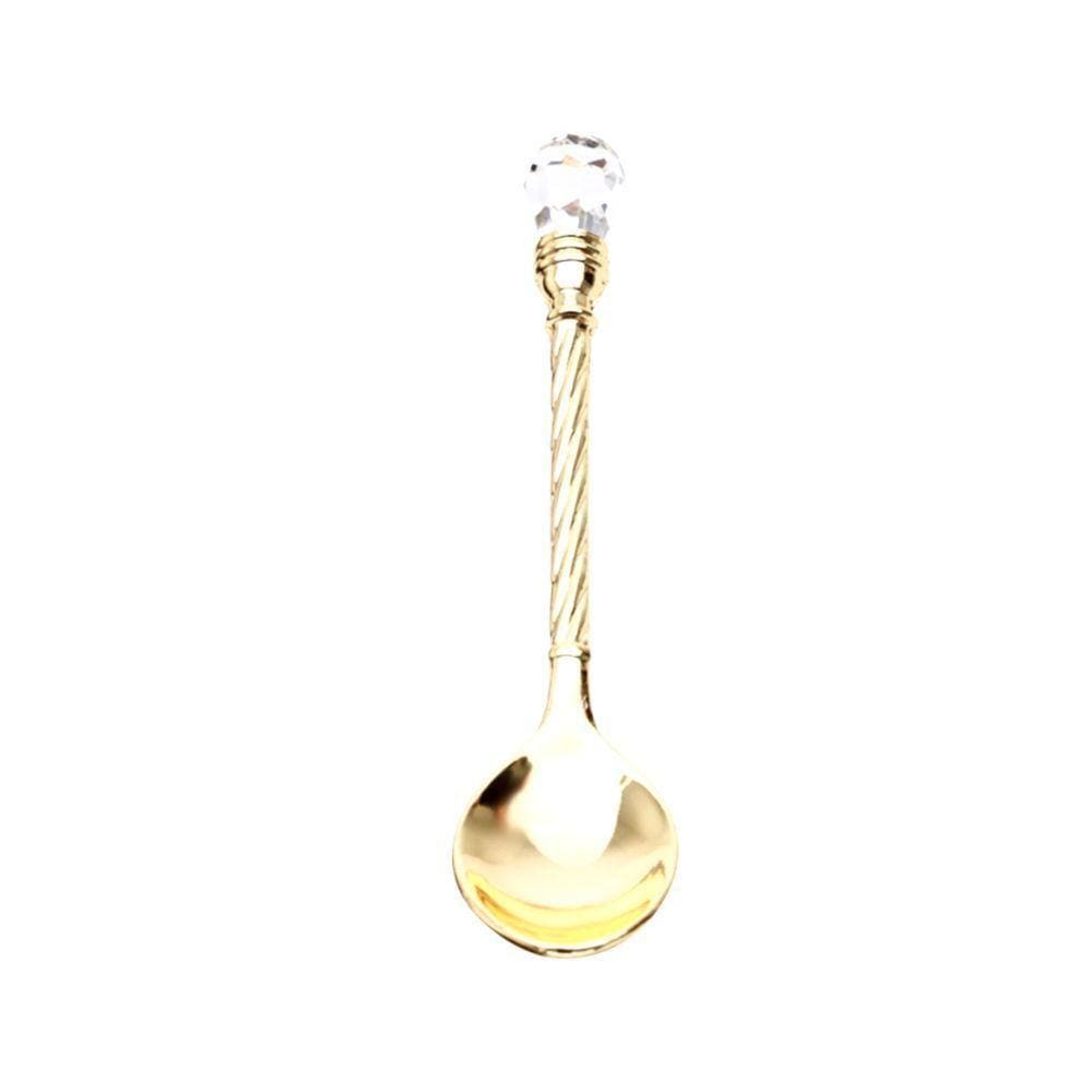Jogo De Colheres Para Café Em Zamac Niquelado Crystal Dourado Com 6 Peças Lyor