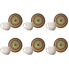 Conjunto De Xícara De Cafezinho Com Pires 06 Peças Coup Oliva Porto Brasil