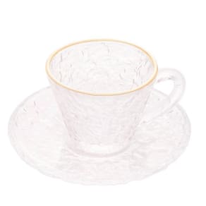 Jogo De 4 Xícara De Café Petra Cristal Borda Dourada 70ml