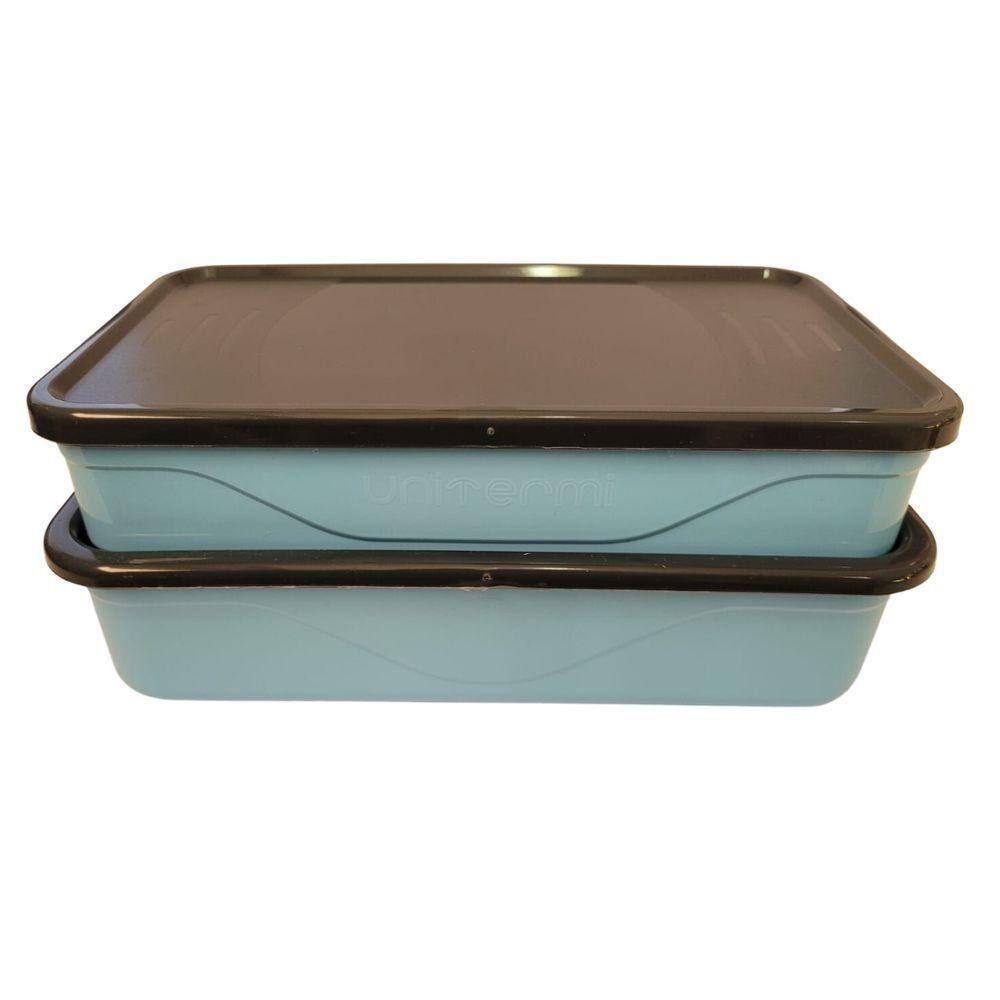 Marmita Fit Dupla 1,3l Azul Com Talher - Unitermi