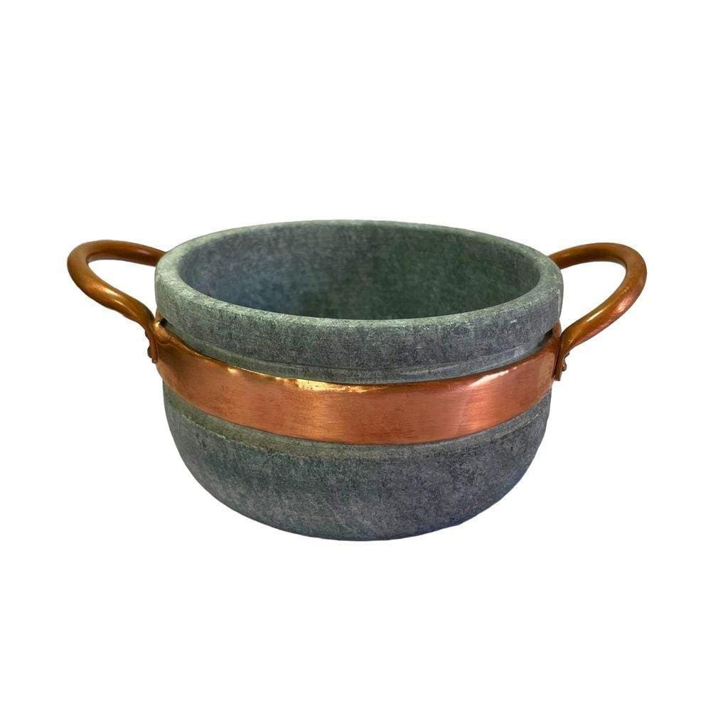 Cumbuca Alça De Cobre Pedra Sabão Tigela Caldo Sopa 500ml