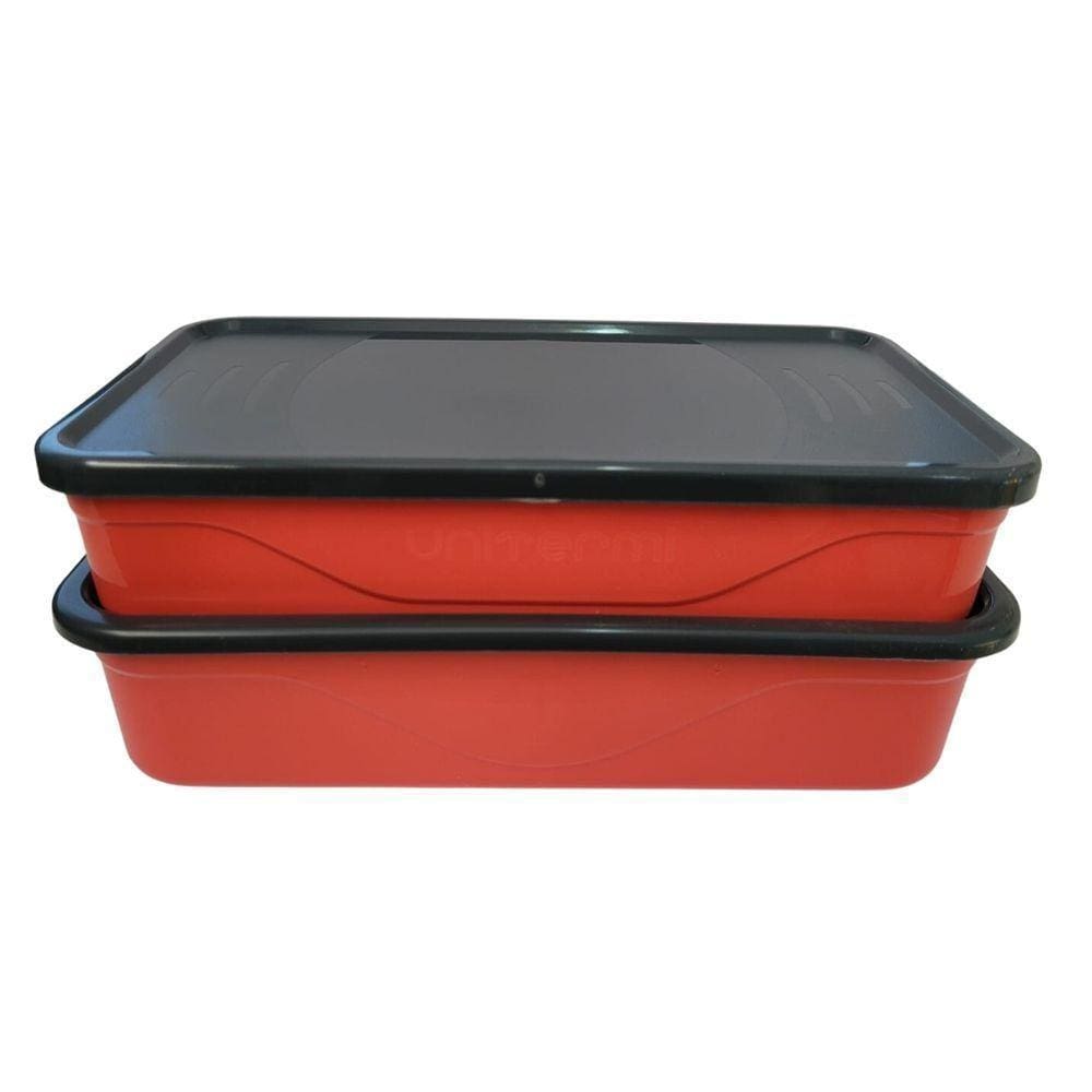Marmita Fit Dupla 1,3l Salmão Com Talher - Unitermi